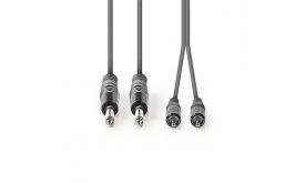 Nedis félprofi audió kábel COTH23320GY30, 2 x 6,35mm monó jack dugó - 2 X RCA dugó, hossz 3m, rugalmas
