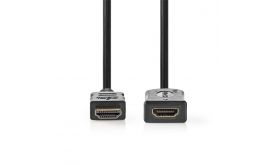 Nedis ultra HD HDMI hosszabbító kábel CVGL34096BK20, HDMI dugó - aljzat, 4K@60Hz | ARC | 10,2 Gbps | 2,00 m