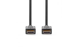 Nedis ultra HD HDMI kábel CVGL34060BK20, HDMI dugó - dugó, 4K@60Hz, ARC, 18 Gbps, aranyozott csatlakozók, hossz 2m