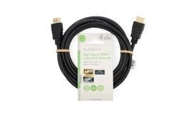 Nedis ultra HD HDMI kábel CVGL34060BK30, HDMI dugó - dugó, 4K@60Hz, ARC, 18 Gbps, aranyozott csatlakozók, hossz 3m