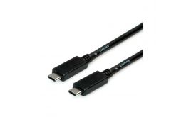 ROLINE Kábel USB 3.2 Gen 2 USB-C - USB-C, M/M, 10Gbit/s, PD (Power Delivery) 20V5A - 100W, Emark-al, 2m, fekete (11.02.9055-10)