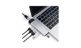 Satechi Aluminium Type-C PRO Hub (HDMI 4K,PassThroughCharging,1x USB3.0,1xSD,Ethernet) - Silver (ST-TCPHES)