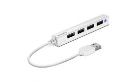 Speedlink SL-140000-WE SNAPPY SLIM USB Hub, 4-Port, USB 2.0, Passzív, fehér (SL-140000-WE)