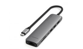 Satechi 7-in-1 USB-C Slim Multiport Adapter with Ethernet - Space Grey (ST-P7SM)