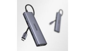 UGREEN CM511 HUB/adapter, 3x USB, USB-C, HDMI 4K 30Hz, PD 100W (szürke)
