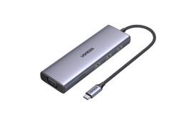 UGREEN Revodok CM498 10 az 1-ben adapter USB-C - 3x USB-A 3.0, HDMI, VGA, RJ45, SD/TF, AUX3,5 mm, PD
