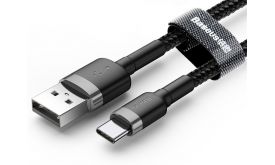 Baseus Cafule USB - Type-C 0.5m gyorstöltő adatkábel (CATKLF-AG1) szürke/fekete