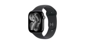 Apple Watch Series 11 GPS + Cellular 46mm-es kozmoszfekete alumíniumtok, fekete sportszíj – S/M (MFC24MP/A)