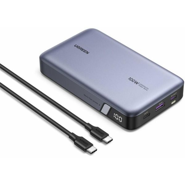 UGREEN PB720 powerbank 20000mAh, USB + 2x USB-C, 100W PD (szürke) (25188)