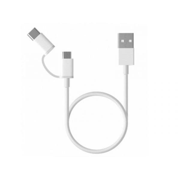 XIAOMI Mi 2-in-1 MicroUSB - USB-C, 30cm (SJV4083TY) fehér