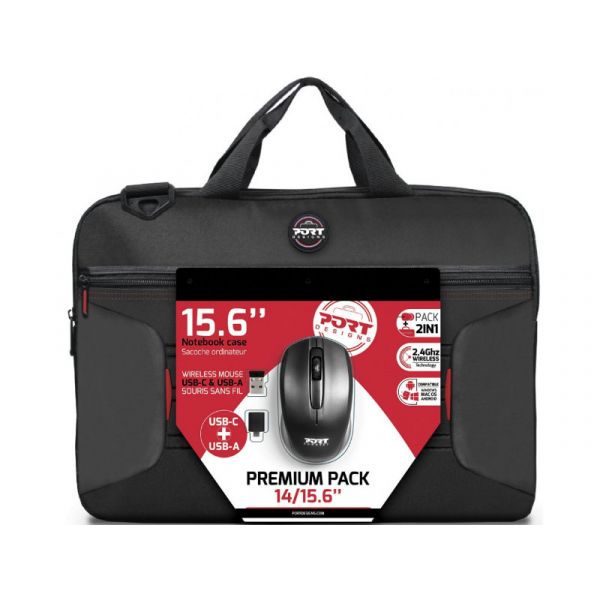 Port Designs 14/15,6" Premium Pack Notebook Táska Vezeték Nélküli Egérrel (501873)