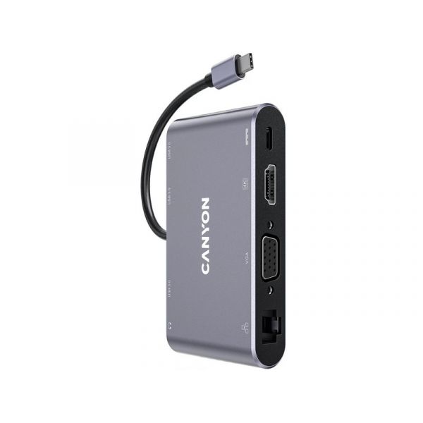 CANYON 8-in-1 USB HUB dokkoló, szürke (CNS-TDS14)