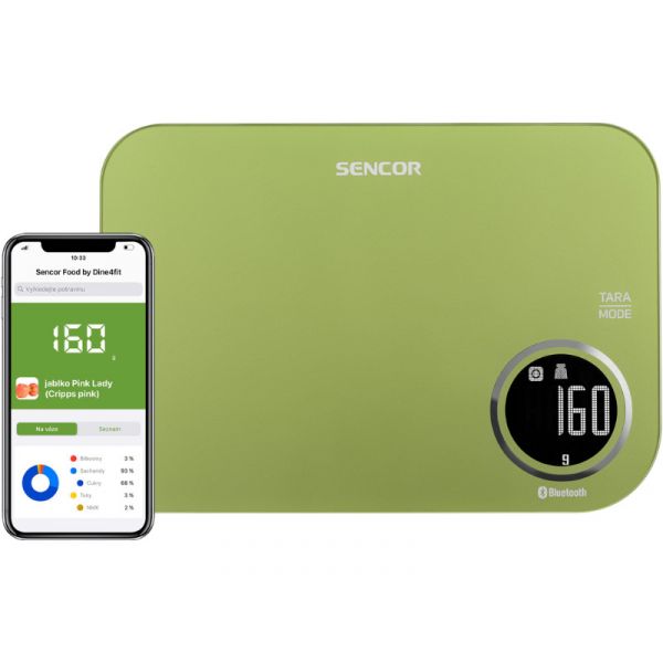 Sencor SKS 7070GR Okos konyhai mérleg Bluetooth (41008917) Zöld