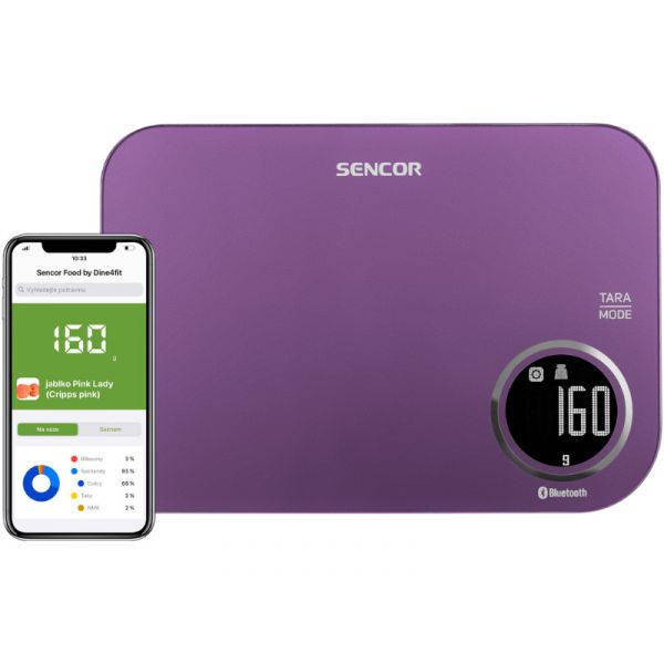Sencor SKS 7073VT Okos konyhai mérleg Bluetooth (41008942) Lila