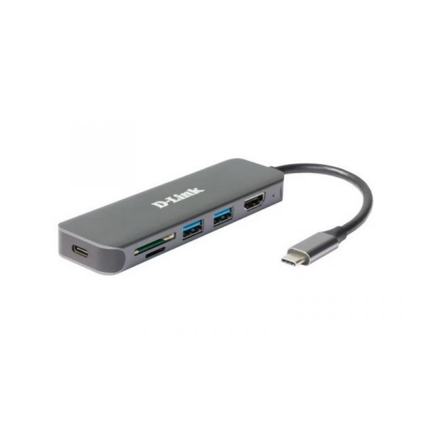 D-LINK USB-C HUB dokkoló - 2xUSB + 1xUSB-C +1xHDMI + 1xSD + 1xMicroSD (DUB-2327)