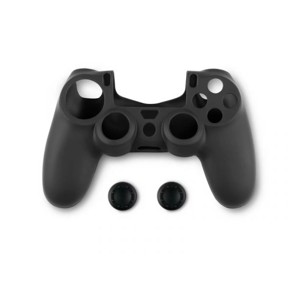 Spartan Gear Controller Silicon Skin Cover and Thumb Grips - védőtok és analóg kar védők, PS4 (2808143) fekete