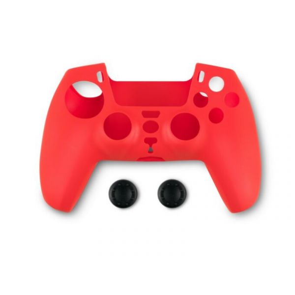Spartan Gear Controller Silicon Skin Cover and Thumb Grips - védőtok és analóg kar védők, PS5 (2808149) piros