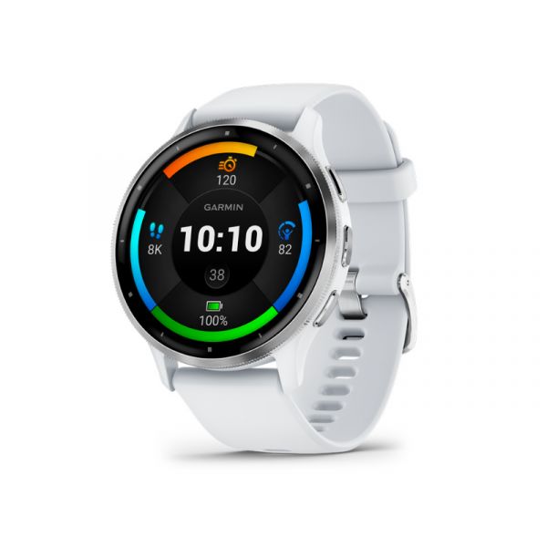 GARMIN Venu 3 okosóra (010-02784-00) homokkő, ezüst kerettel, szilikon szíjjal