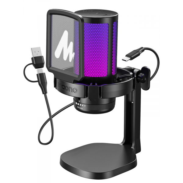 MAONO DGM20 USB Streamer/Gamer mikrofon RGB - fekete