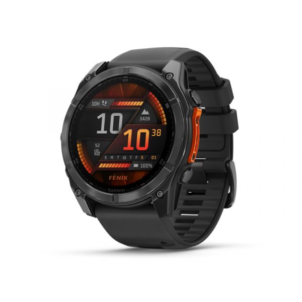 Garmin fenix 8 51mm multisport okosóra (010-02905-00) sötétszürke, fekete szilikon szíjjal