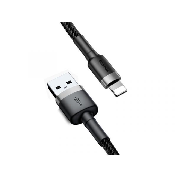 BASEUS CAFULE adatkábel (USB - lightning, 2.4A, gyorstöltő 3.0, 50cm, cipőfűző) FEKETE