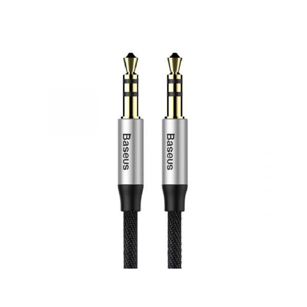 BASEUS YIVEN M30 audió kábel (3.5mm jack - 3.5mm jack, 100cm, cipőfűző) FEKETE