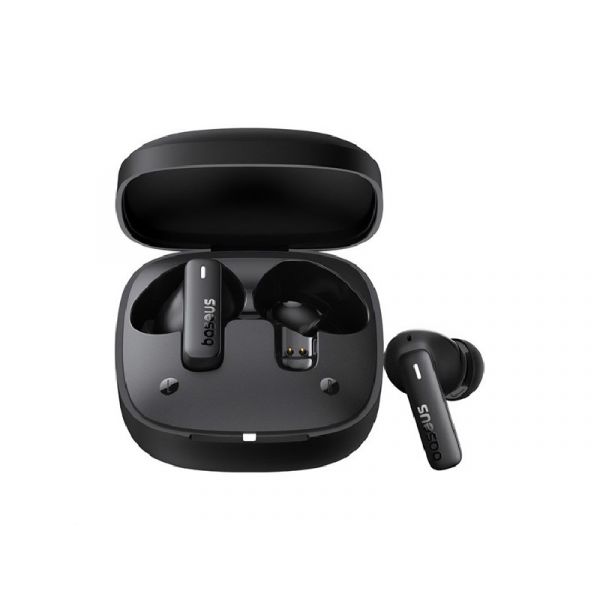 BASEUS BOWIE E19 bluetooth fülhallgató SZTEREO (v5.3, TWS, mikrofon, zajszűrő, IPX5 + töltőtok) FEKETE