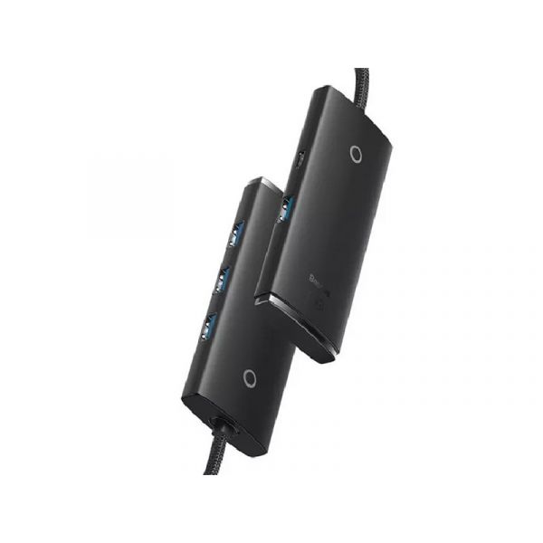 BASEUS LITE USB HUB 4in1 (4 USB aljzat 3.0, USB kábel, 100cm) FEKETE