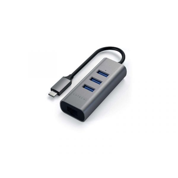 Satechi Aluminium Type-C Hub (3x USB 3.0,Ethernet), szürke (ST-TC2N1USB31AM)