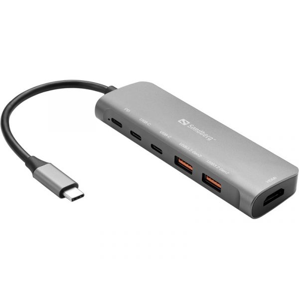 SANDBERG USB-C Dokkoló HDMI + 2xUSB-A + 2xUSB-C + PD100W (136-65)