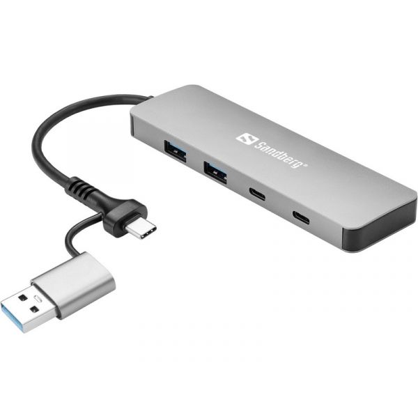 SANDBERG Hub és elosztó, USB-C/A to 2xUSB-A+2xUSB-C Hub (136-64)