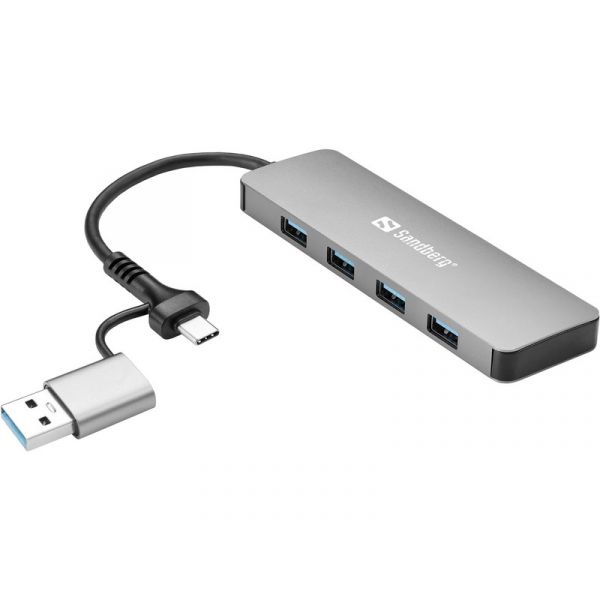 SANDBERG Hub és elosztó, USB-C/A to 4xUSB 3.0 Hub (136-63)