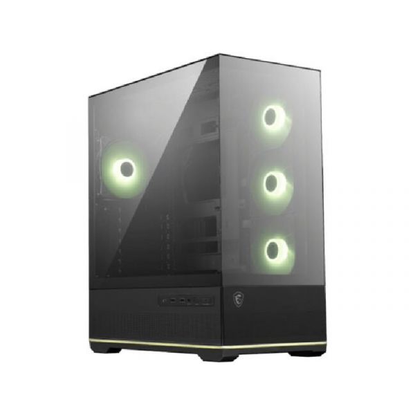 MSI MAG PANO 110R PZ Micro ATX Ház, 4xARGB ventilátor, Tápegység nélkül, üvegfalú, fekete