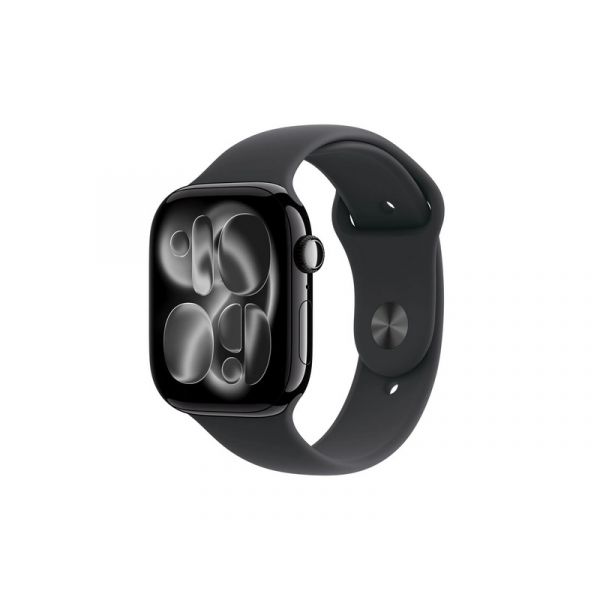 Apple Watch Series 11 GPS 42mm-es kozmoszfekete alumíniumtok, fekete sportszíj – M/L (MEQU4MP/A)