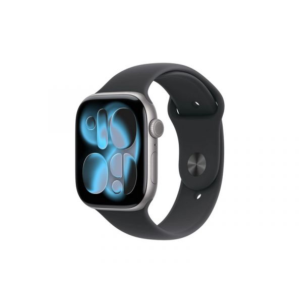 Apple Watch Series 11 GPS + Cellular 42mm-es kozmoszfekete alumíniumtok, fekete sportszíj - M/L (MF854MP/A)