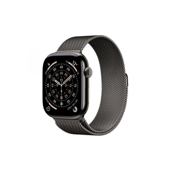 Apple Watch Series 11 GPS + Cellular 46mm-es palaszürke titántok, palaszürke milánói szíj – S/M (MFD34MP/A)