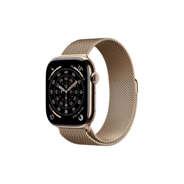 Apple Watch Series 11 GPS + Cellular 46mm-es arany titántok, arany milánói szíj - M/L (MFD84MP/A)