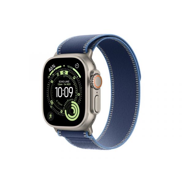 Apple Watch Ultra 3 GPS + Cellular 49mm-es natúr titántok, kék-élénkkék Terep pánt – M/L (MEWU4QH/A)
