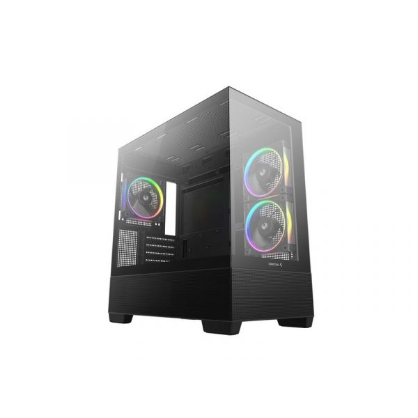 DEEPCOOL CG380 3F Micro ATX PC ház, Tápegység nélkül, Fekete, Üvegfalú (R-CG380-BKAGM3-G)