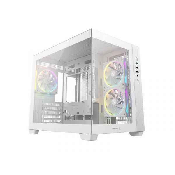 DEEPCOOL CG330 3F WH Micro ATX PC ház, Tápegység nélkül, Fehér, Üvegfalú (R-CG330-WHNGM3-G)