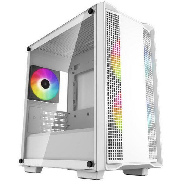 DEEPCOOL Ház Mini-ITX/Micro-ATX CC360 WH ARGB Tápegység nélkül, Fehér Üvegfalú