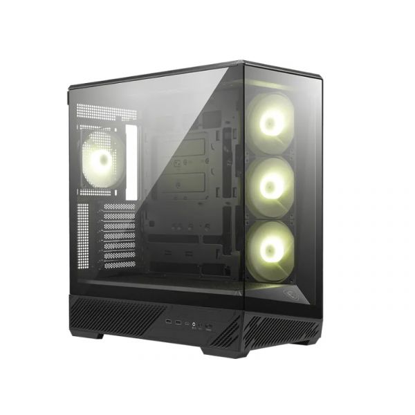 MSI MAG PANO 130R PZ ATX PC Ház, 4xARGB ventilátor, Tápegység nélkül, üvegfalú, fekete