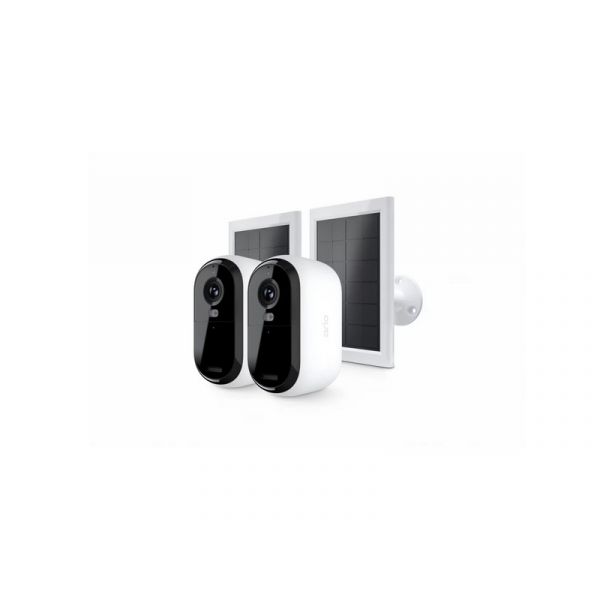 Arlo Essential (Gen.2) Bundle 2K Outdoor Security Camera - 2 Camera Kit + 2 Essential Solar Panel Charger, White (VMK3250-100EUS)
