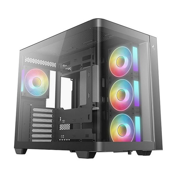 DEEPCOOL Ház ATX CG530U 4F, Tápegység nélkül, fekete, Üvegfalú