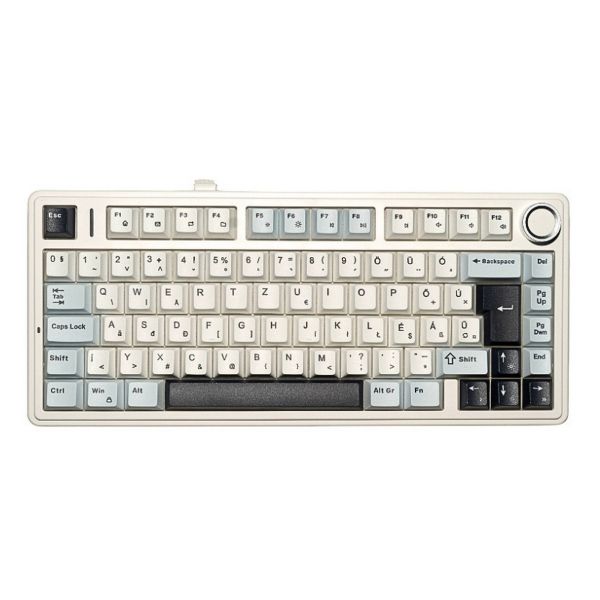 AULA F75 Vezeték Nélküli Mechanikus Gamer Billentyűzet (AU-F75-15-HU) fehér - Magyar kiosztás!