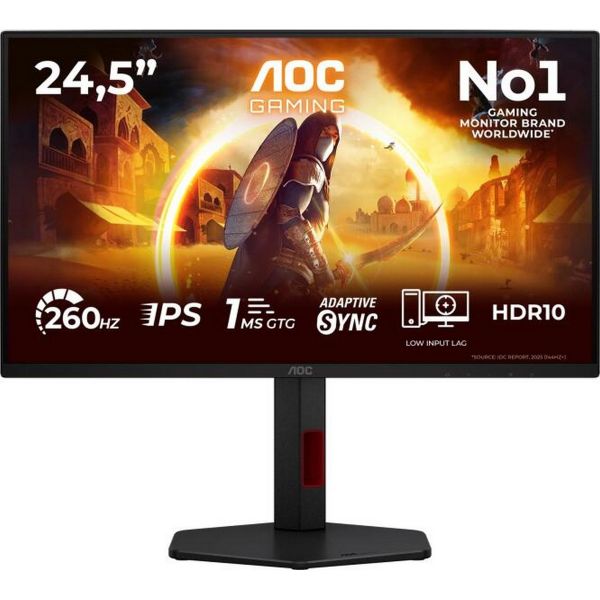 AOC IPS Gaming 260Hz monitor 24,5 25G4ZR, 1920x1080, 16:9, 300cd/m2, 1ms, 1xHDMI/1xDisplayPort, pivot