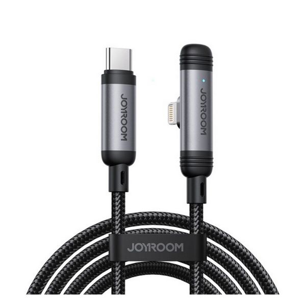 JOYROOM S-A56 ENJOYX SERIES adatkábel (Type-C - lightning, 30W, gyorstöltő, 90 fokos, cipőfűző, 120cm) FEKETE (S-A56_CL)