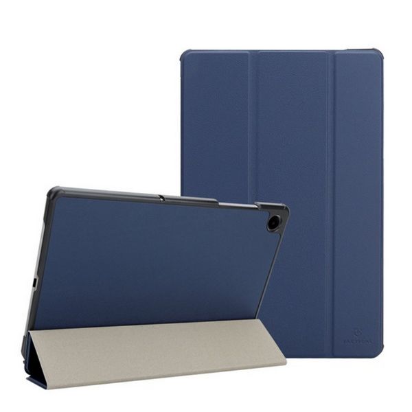 TACTICAL BOOK TRIFOLD tok álló, bőr hatású (aktív FLIP, oldalra nyíló, TRIFOLD, asztali tartó) SÖTÉTKÉK (57983128791)