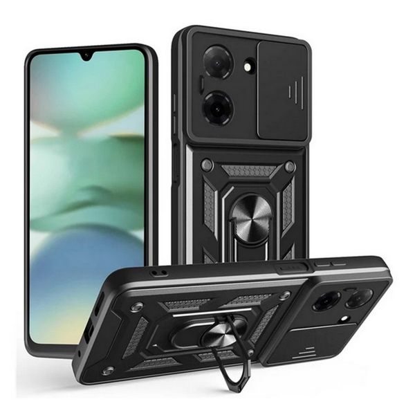 Gigapack Defender szilikon telefonvédő (ütésállóság, tartógyűrű, kameravédő) FEKETE (GP-170069)