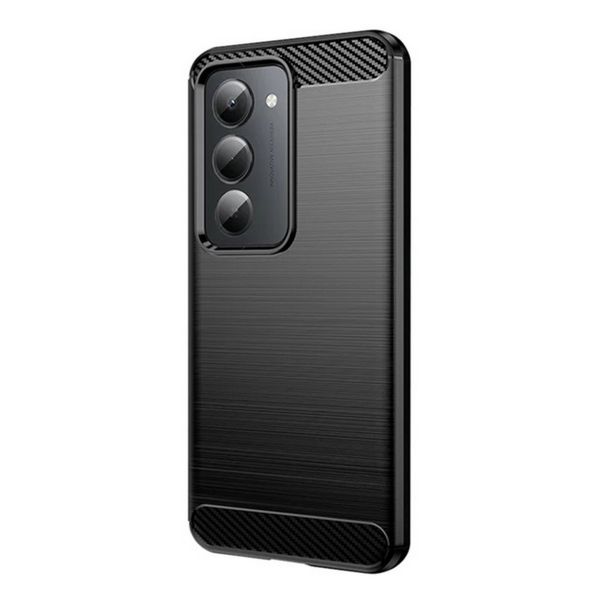 Gigapack Szilikon telefonvédő (ütésállóság, légpárnás sarok, szálcsiszolt, karbon minta) FEKETE (GP-174589)